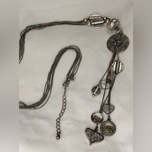 22” Lia Sophia Silver-Tone Charm Pendant Necklace with Love & Hope Accents